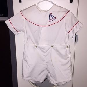⛵️ Vintage Nautical Sailboat Romper Embroidered 4T